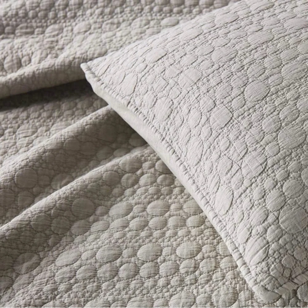 NEW West Elm Beige Stone Print Ultra Soft Queen King Bedding Bedspread Sham Set